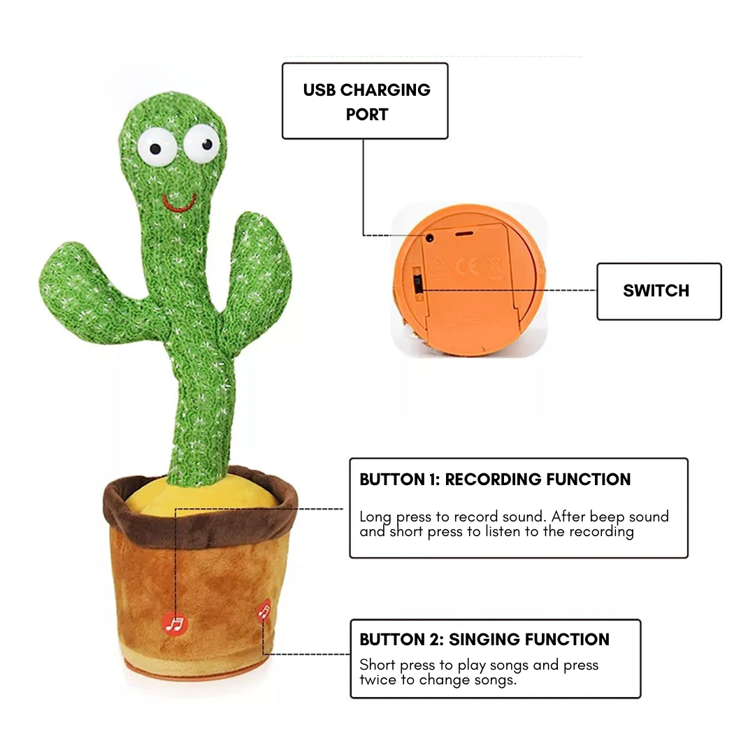 Juguete interactivo de cactus bailarín que habla y canta de peluche
