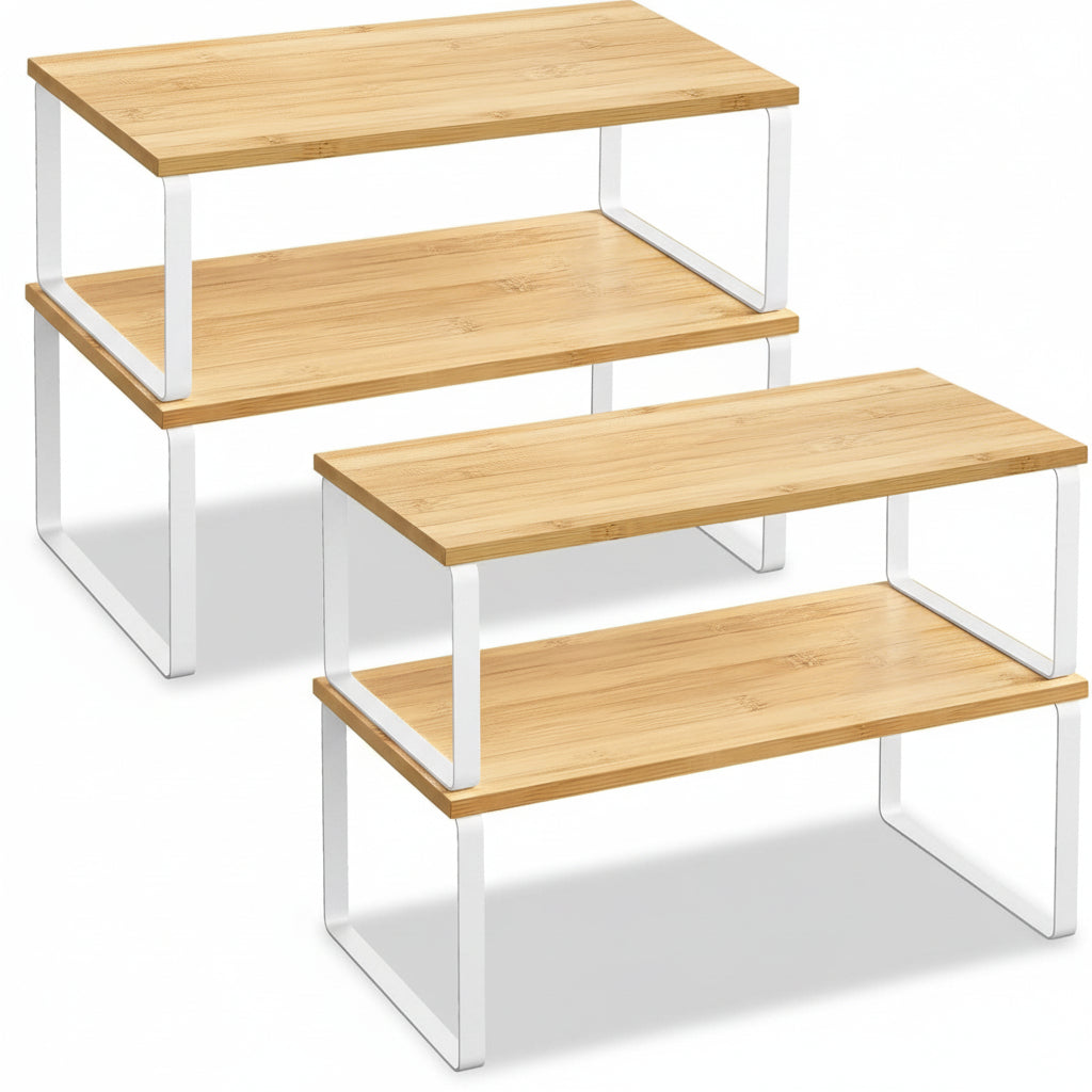 Organizzatore da scaffale impilabile in metallo per armadietti della cucina