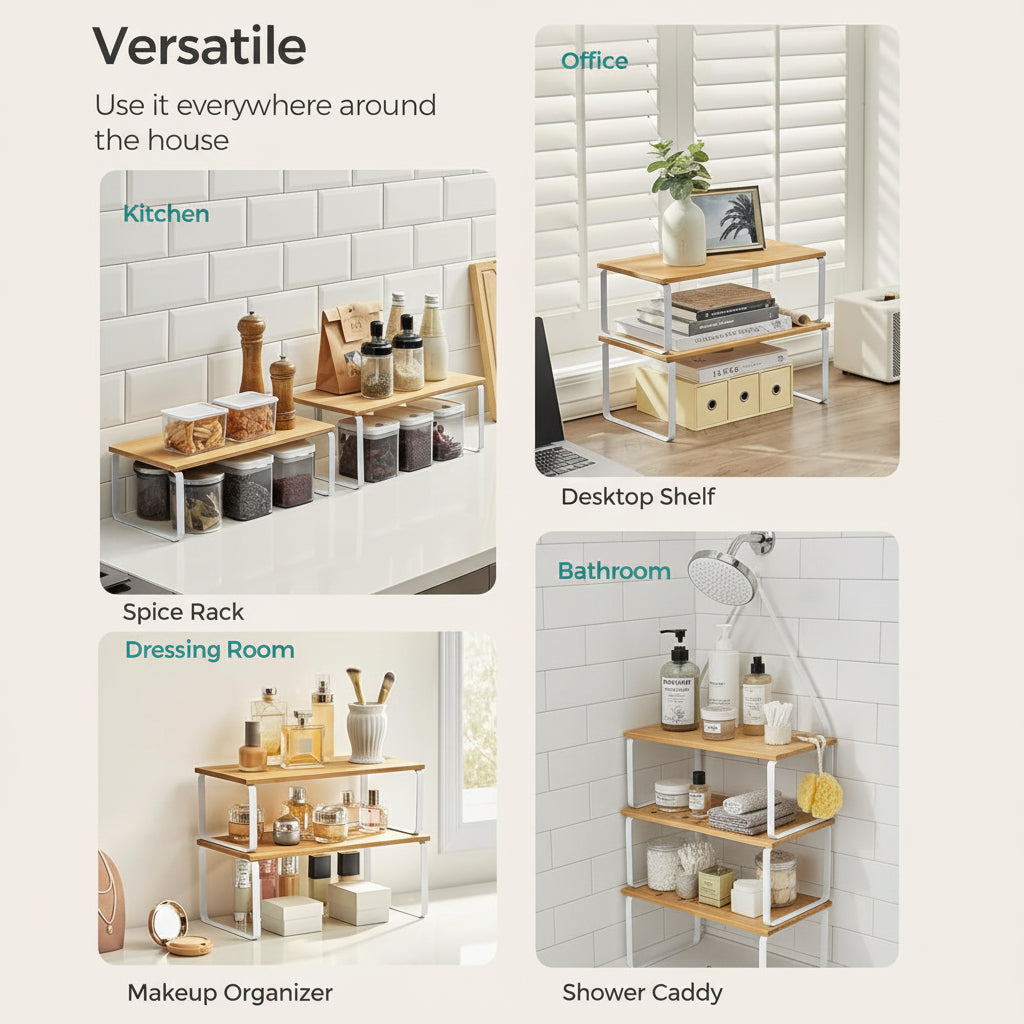 Organizzatore da scaffale impilabile in metallo per armadietti della cucina