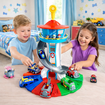 Kids Toys Car Playset Slide Tower Track Toy Vehicles