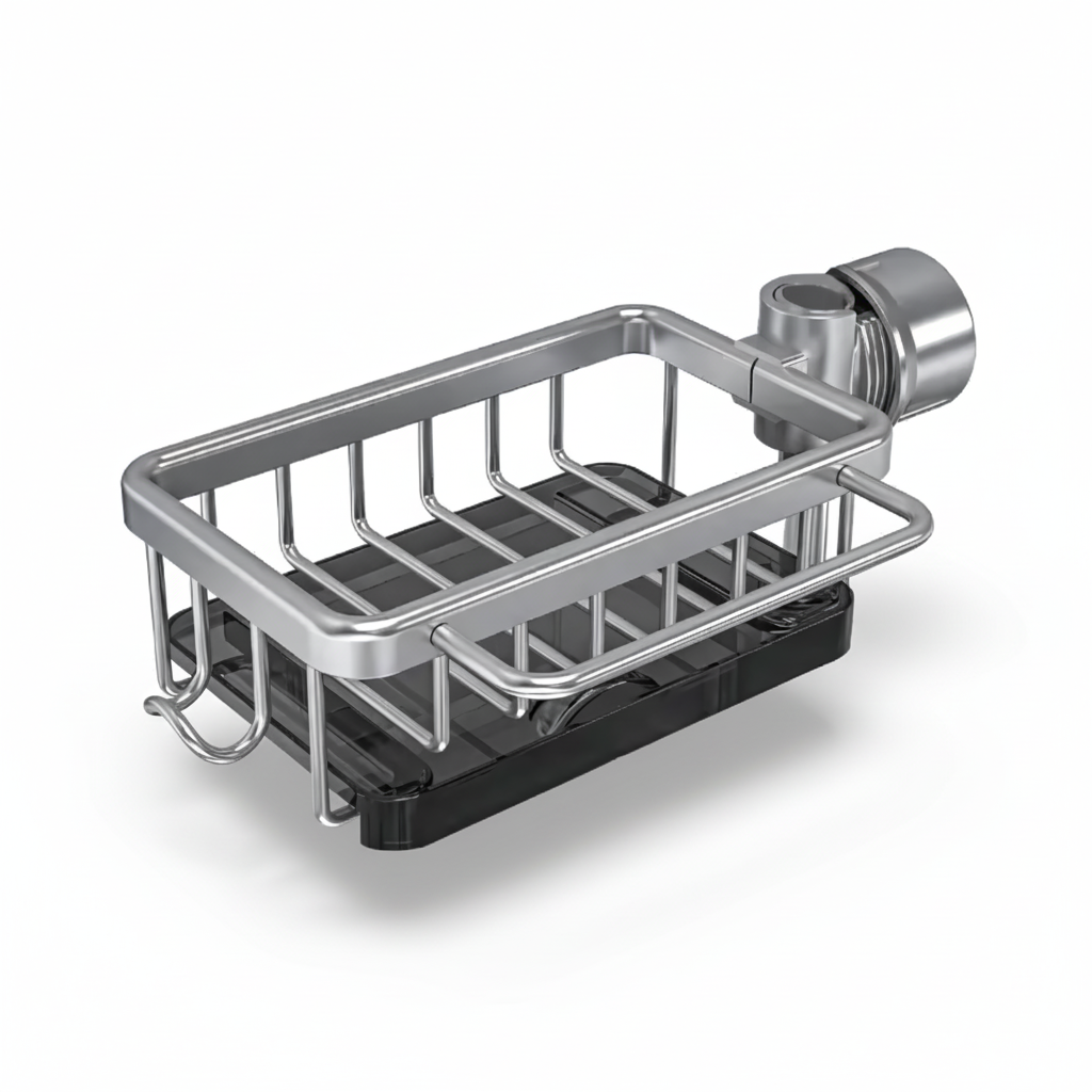 Organizzatore per Lavello da Cucina Cestino di Stoccaggio in Alluminio con Design per Drenaggio Rapido