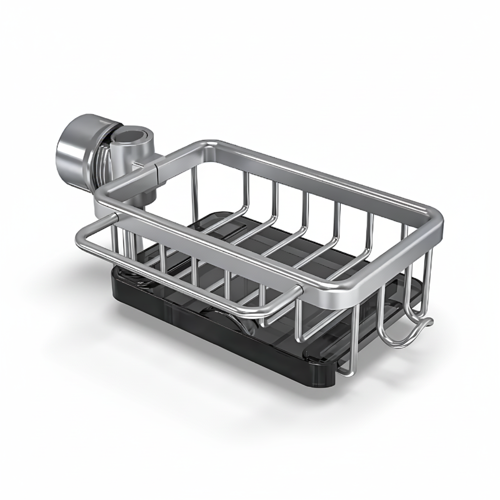Organizzatore per Lavello da Cucina Cestino di Stoccaggio in Alluminio con Design per Drenaggio Rapido