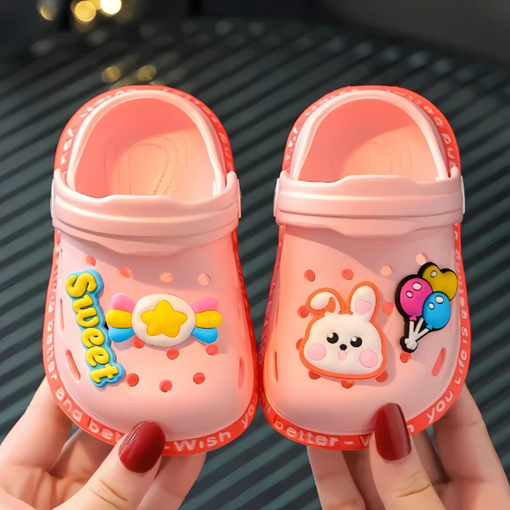Zoccoli per bambini con cartone animato, sandali da giardino slip-on, scarpe per bambini piccoli