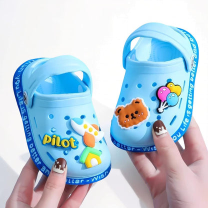Zoccoli per bambini con cartone animato, sandali da giardino slip-on, scarpe per bambini piccoli