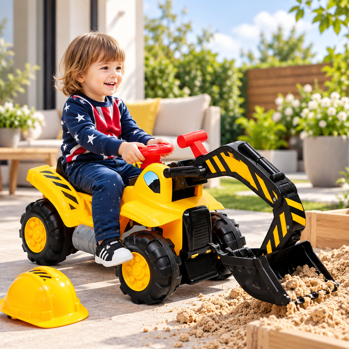 Giocattolo escavatore per bambini, gioco da cavalcare all'aperto per un divertimento attivo
