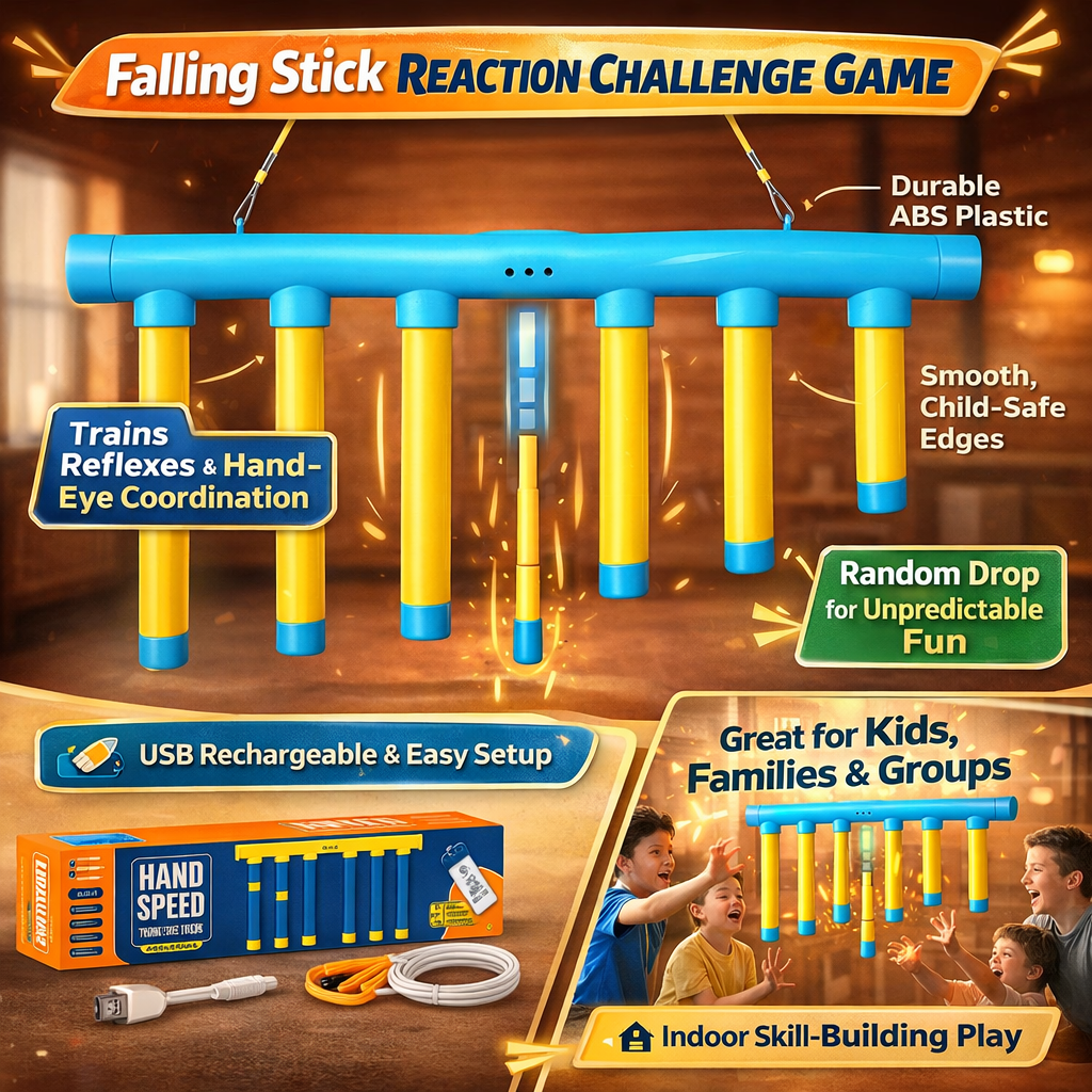 Kids Reflex Game Reaction Trainer Falling Stick Drop Challenge