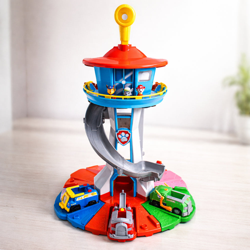 Torre Scivolo con Pista da Corsa per Macchinine dei Bambini