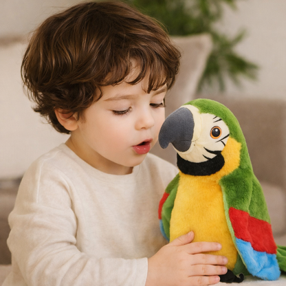 Brinquedo Papagaio Falante Peluche Interativo para Aprendizagem Infantil Repetição de Voz