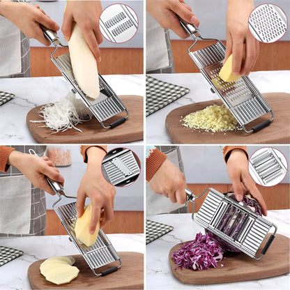 Fatiador de Legumes para Cozinha Mandolina de Aço Inoxidável Conjunto de Cortadores