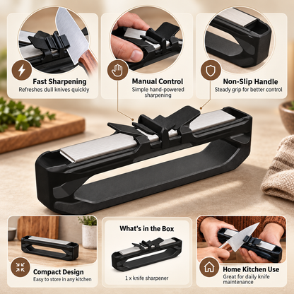 Manual de afilador de cuchillos de cocina compacto con mango antideslizante