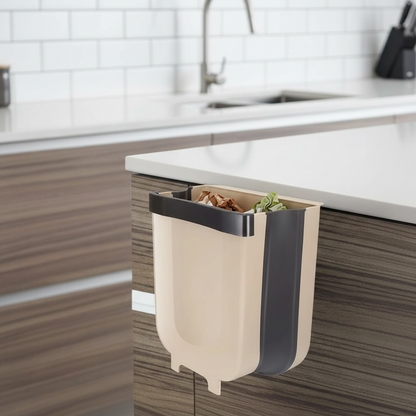 Bidone della spazzatura da cucina appendibile pieghevole in plastica per armadietto