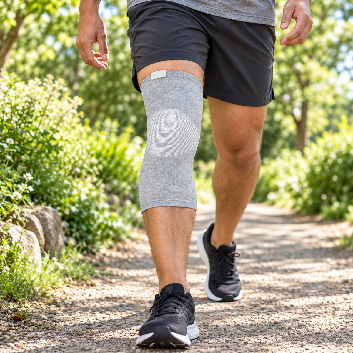 Fascia compressiva per ginocchio in bambù, tutore flessibile