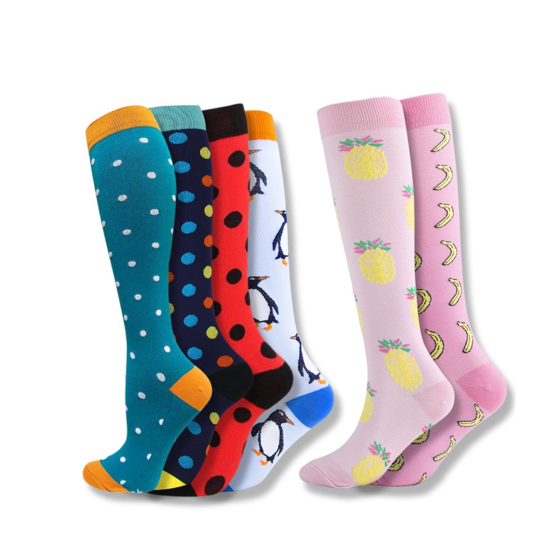 Calcetines de compresión para mujer hasta la rodilla, soporte para viajes y deporte