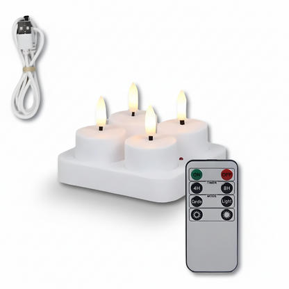 LED-Kerzen Flammenlos Set Fernbedienung Timer USB Wiederaufladbar