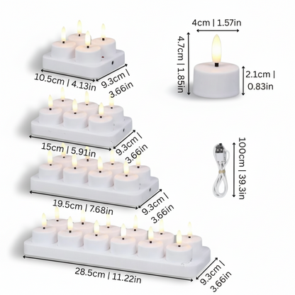 LED-Kerzen Flammenlos Set Fernbedienung Timer USB Wiederaufladbar