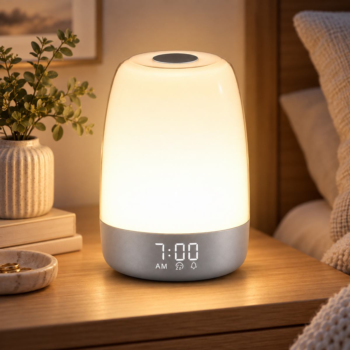 Genopladelig alarmlydlampe med dæmpbart LED-lys