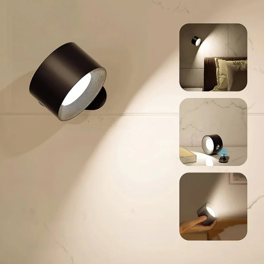 Lampada da parete senza fili a LED rotante per notte