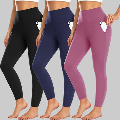 Leggings a vita alta con tasche pantaloni da allenamento invernali