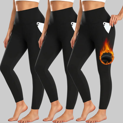 Leggings a vita alta con tasche pantaloni da allenamento invernali