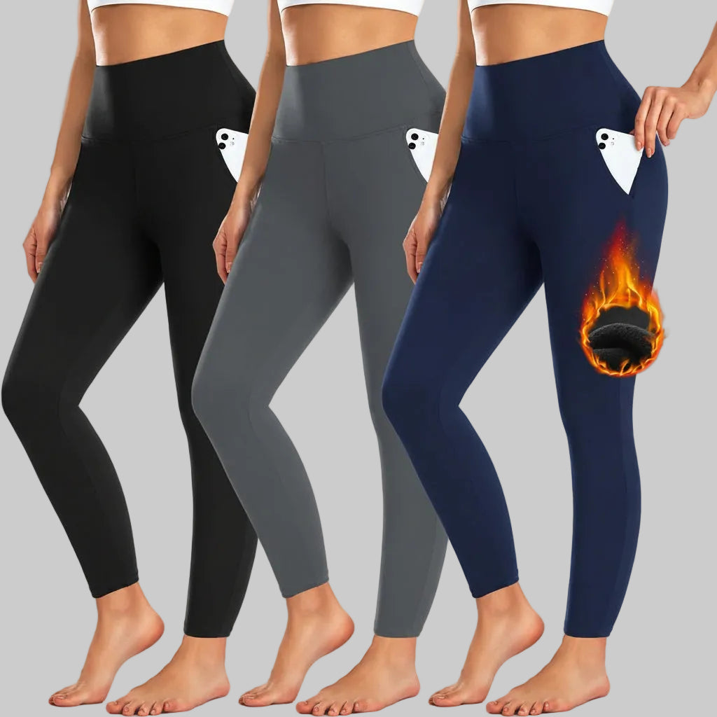 Leggings a vita alta con tasche pantaloni da allenamento invernali