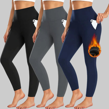 Leggings a vita alta con tasche pantaloni da allenamento invernali