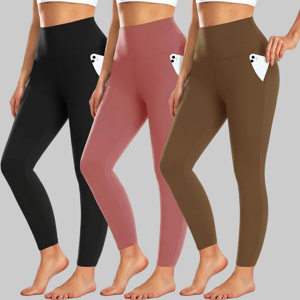 Leggings a vita alta con tasche pantaloni da allenamento invernali