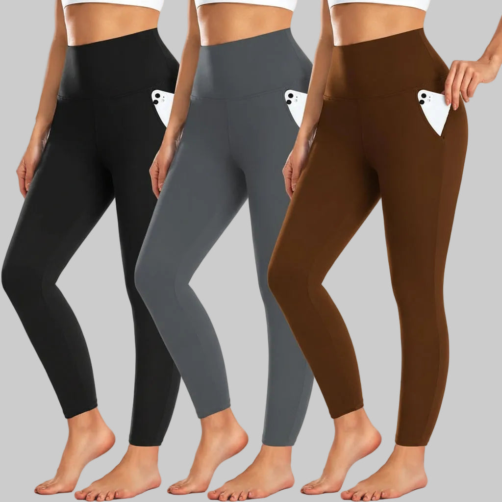Leggings a vita alta con tasche pantaloni da allenamento invernali