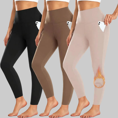 Leggings a vita alta con tasche pantaloni da allenamento invernali
