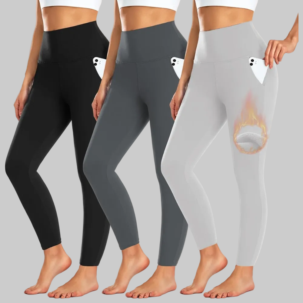 Leggings a vita alta con tasche pantaloni da allenamento invernali
