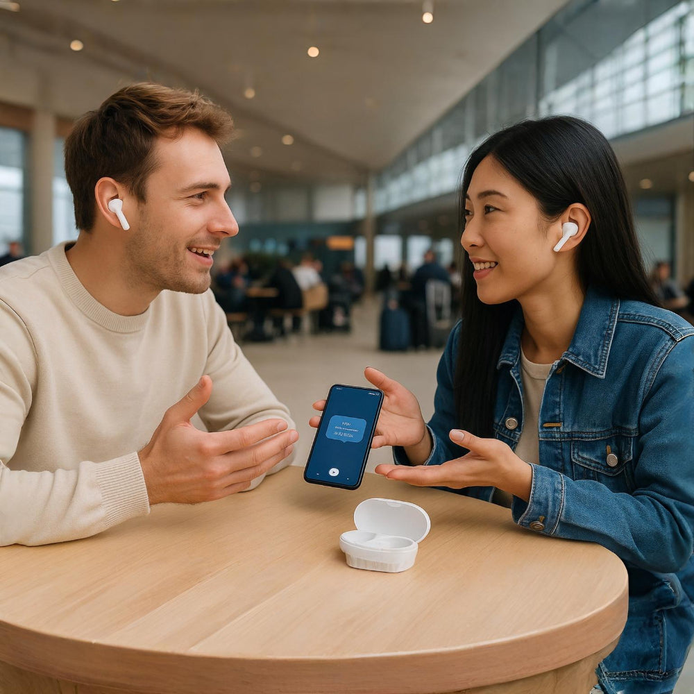 Auricolari traduttori linguistici Dispositivo vocale Bluetooth in tempo reale