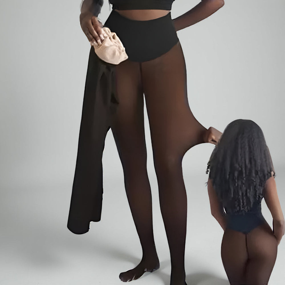 Leggings termici a effetto trasparente, foderati per l'inverno