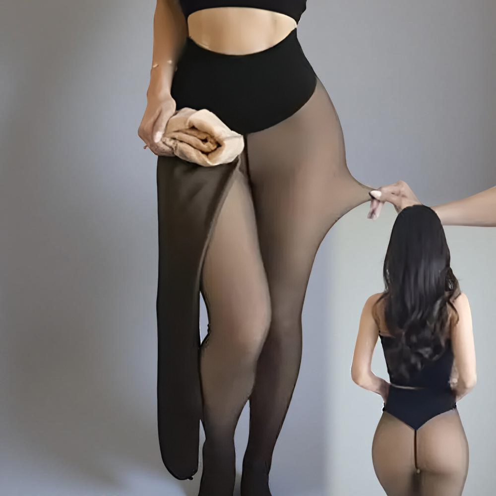 Leggings termici a effetto trasparente, foderati per l'inverno