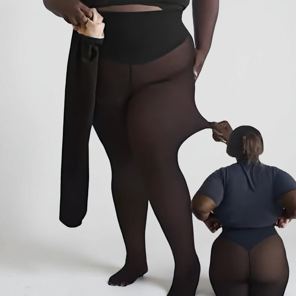 Leggings termici a effetto trasparente, foderati per l'inverno