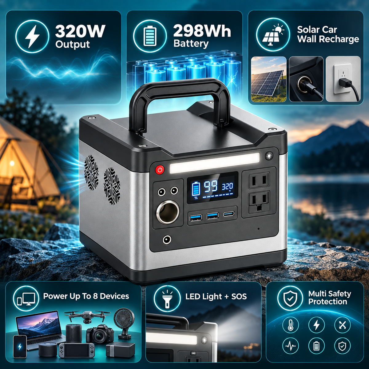 Leichte tragbare Powerstation im kompakten Design
