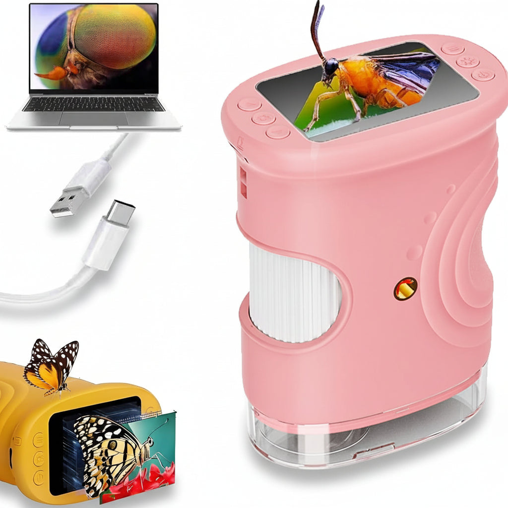 Microscopio digitale portatile tascabile 1000x con luce LED e fotocamera per apprendimento