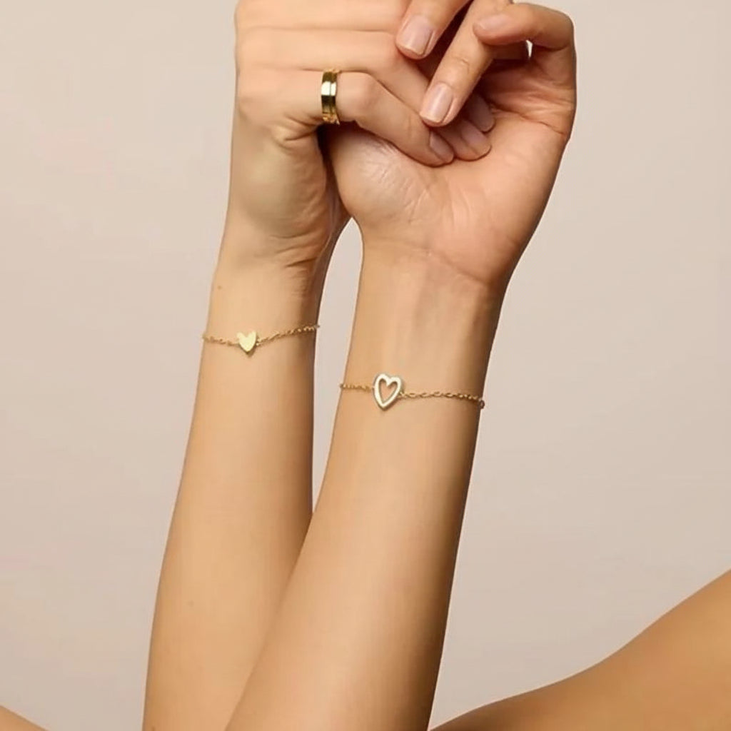 Pulsera Ajustable Cadena de Corazón Juego de Joyería para Parejas