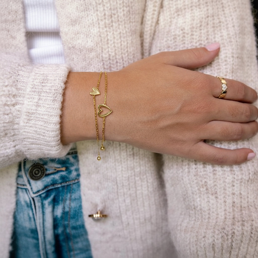 Pulsera Ajustable Cadena de Corazón Juego de Joyería para Parejas