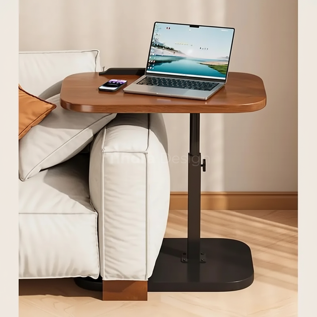 Beistelltisch verstellbar C-förmig Walnuss Laptop-Sofa-Tisch