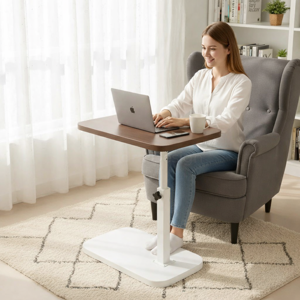 Beistelltisch verstellbar C-förmig Walnuss Laptop-Sofa-Tisch