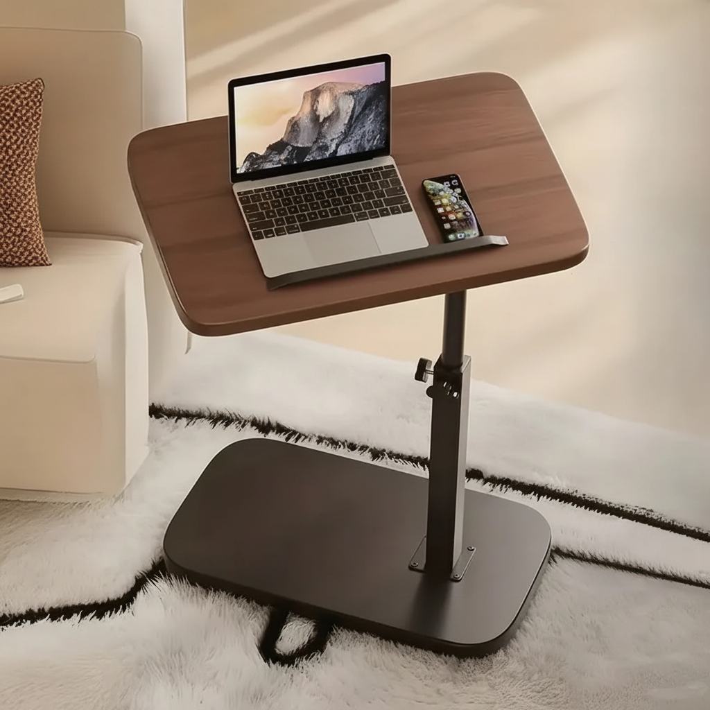 Beistelltisch verstellbar C-förmig Walnuss Laptop-Sofa-Tisch
