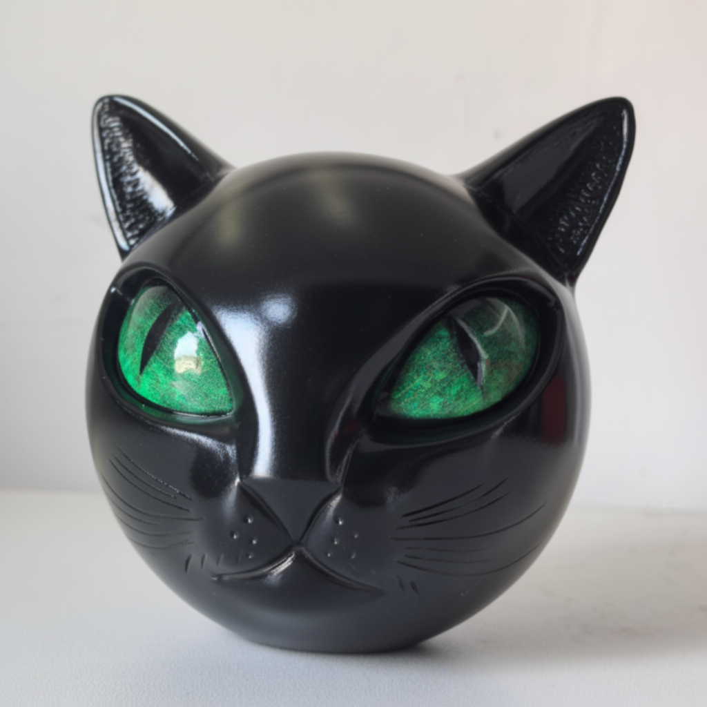 Scultura per arredamento domestico Testa di gatto mistico in resina Arte da tavolo