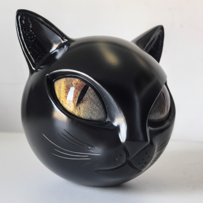 Scultura per arredamento domestico Testa di gatto mistico in resina Arte da tavolo
