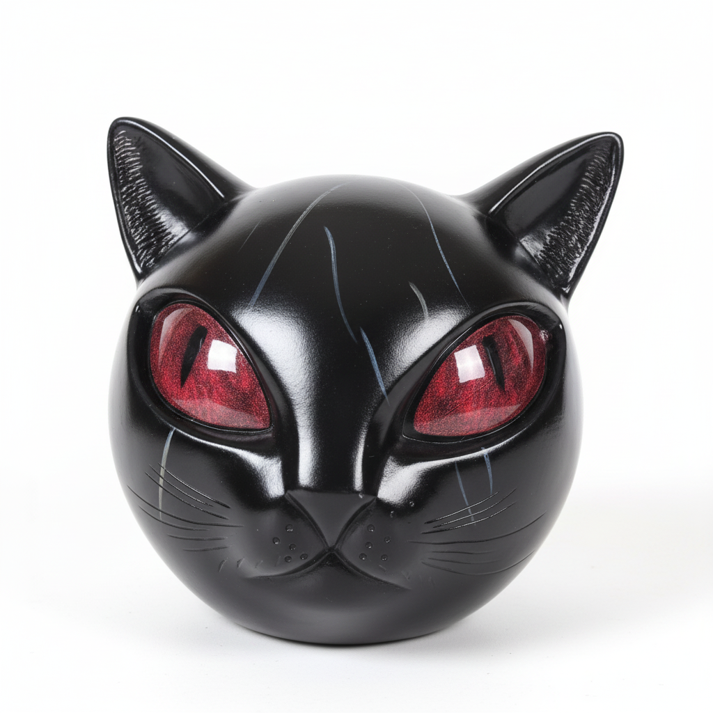 Scultura per arredamento domestico Testa di gatto mistico in resina Arte da tavolo