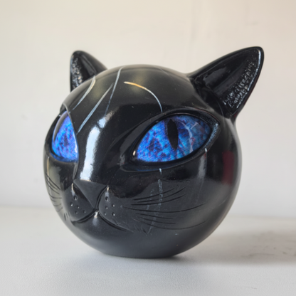 Scultura per arredamento domestico Testa di gatto mistico in resina Arte da tavolo
