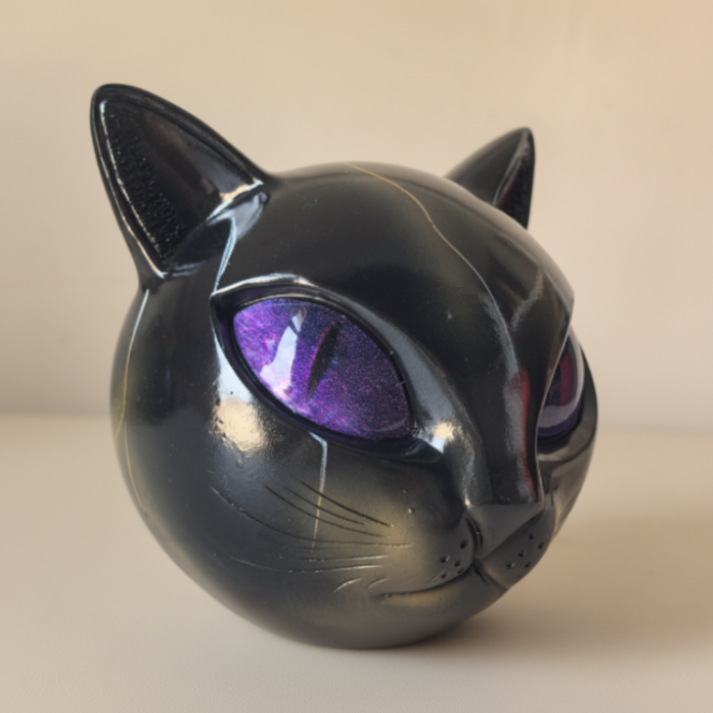Scultura per arredamento domestico Testa di gatto mistico in resina Arte da tavolo