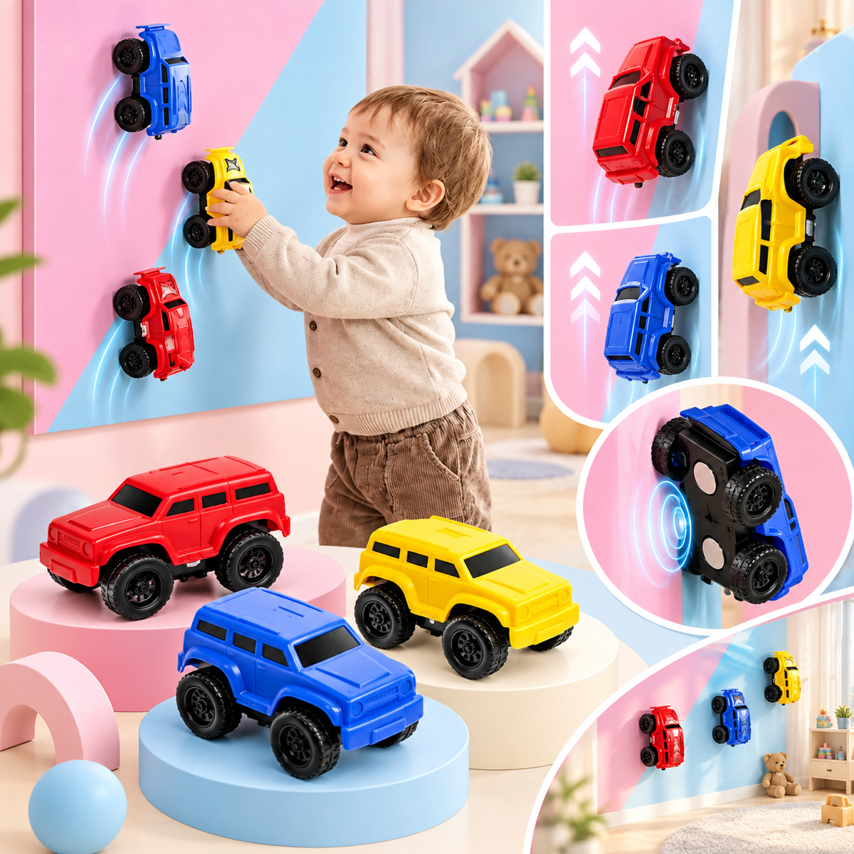 Magnetische Kletterautos - Wandskletterspielzeug für unterhaltsame Aktivitäten