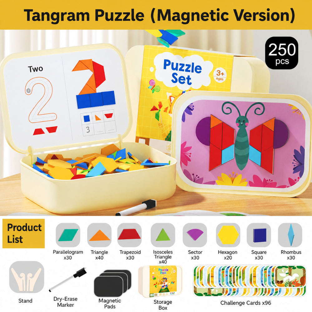 Juego educativo de bloques de madera con patrón magnético para aprendizaje STEM