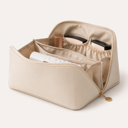 Makeuptaske med kosmetikorganisering og rejsevenligt design
