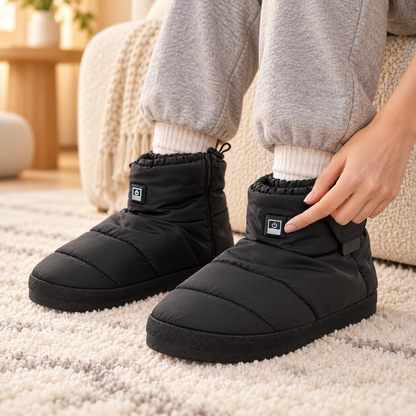 Memory Foam Heated Slippers Outdoor Adjustable Cozy Grip
