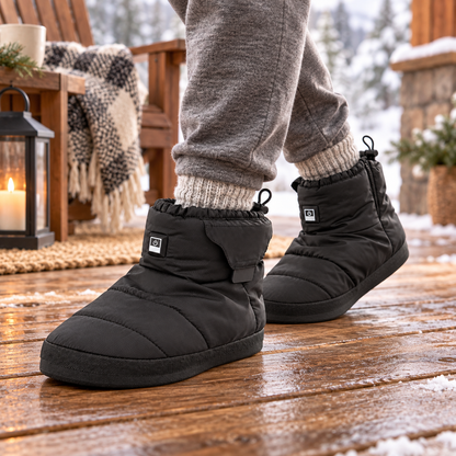 Memory Foam Heated Slippers Outdoor Adjustable Cozy Grip